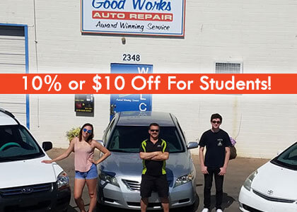 Student discounts for auto repairs at GWAR