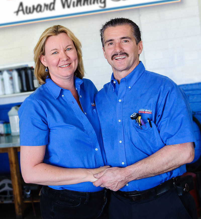 Glen and RaeAnn, owners of Good Works Auto Repair in Tempe